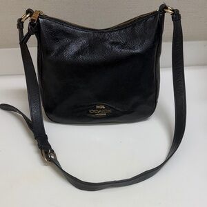 Coach Black Pebbled Leather Crossbody with Gold Hardware